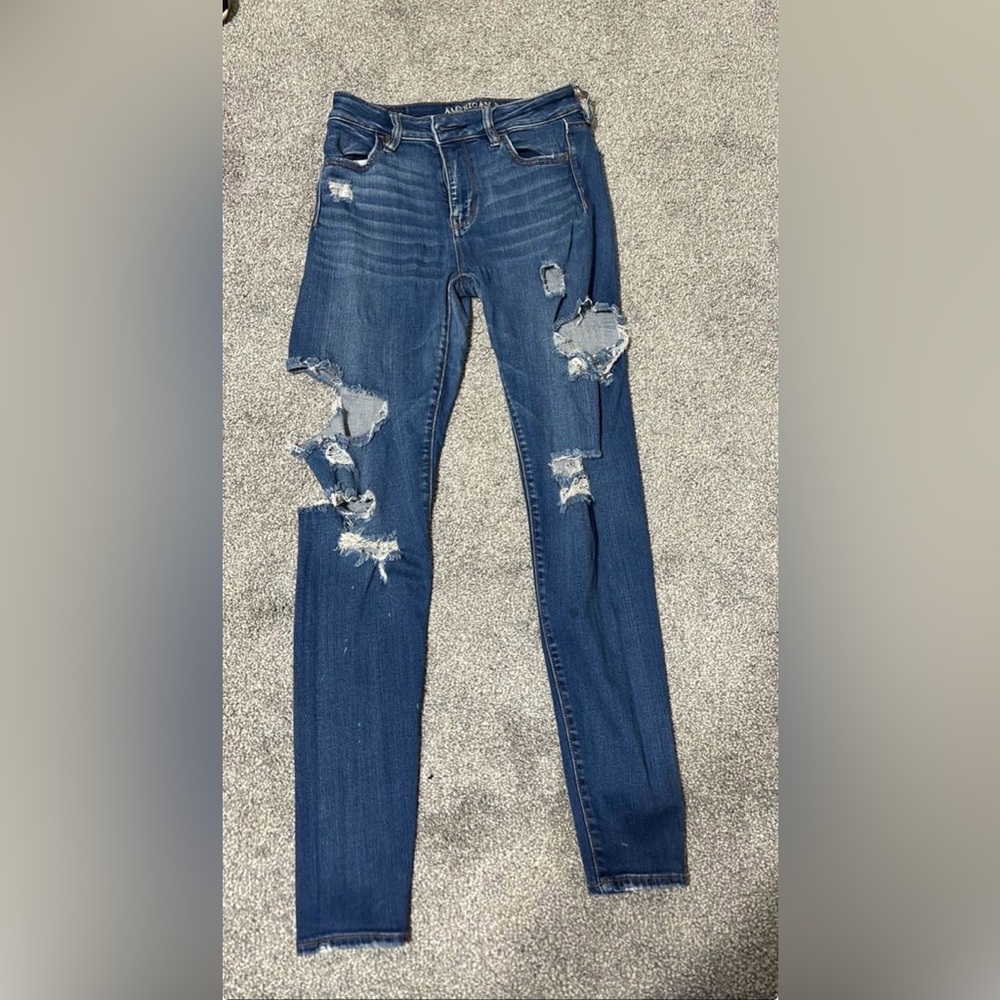 American Eagle Outfitters Ripped Blue Skinny Jeans